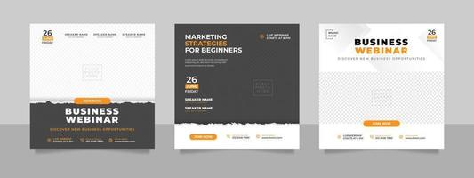 Digital marketing webinar and business conference social media post template. vector