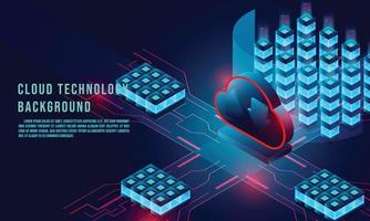 almacenamiento de datos en la nube ilustración infográfica isométrica 3d, diseño de página de destino, plantilla web vectorial, concepto de tecnología en la nube vector