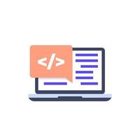 coding icon with a laptop vector