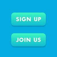 sign up, join us buttons vector