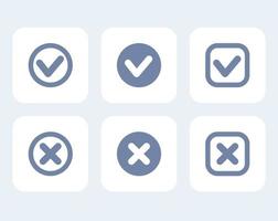 marcas de verificación, garrapatas y cruces vector