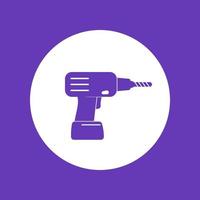 Electric screwdriver, drill icon vector