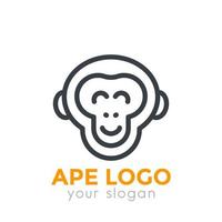 elemento del logotipo de mono, icono lineal de chimpancé vector