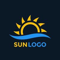 sun and wave logo element vector