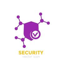 icono de seguridad con escudo en blanco vector