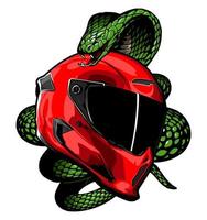 casco y serpiente vector