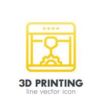 impresora 3d, icono de impresión en estilo lineal vector