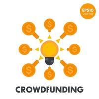 icono de crowdfunding en estilo plano, crowdsourcing, financiación, contribuciones vector