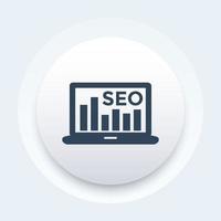 icono de seo con laptop y gráfico vector