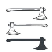 axes, outline and silhouette over white, vector illustration