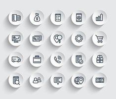 business, commerce icons set, linear style vector