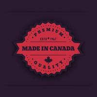 Made in Canada, vector badge, sign, round label