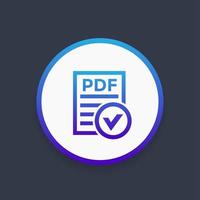 PDF document with checkmark icon vector