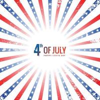 Happy 4th of July Independence day on sunburst style background vector