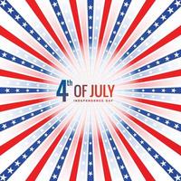 Happy 4th of July Independence day on sunburst style background vector