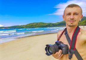 fotógrafo turista viajero ilha grande lopes mendes playa brasil. foto