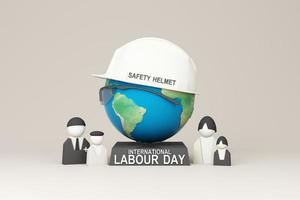 Happy Labour Day concept. 1st May- International labor day concept. Labor safety and right at Workplace. World Day for Safety and Health at Work concept. Safety first for worker. 3d rendering photo