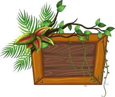 Wooden banner with tropical leaves vector