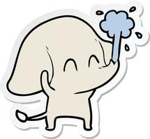 sticker of a cute cartoon elephant spouting water vector