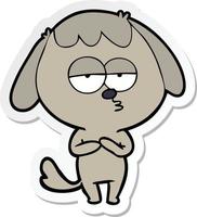 sticker of a cartoon bored dog vector