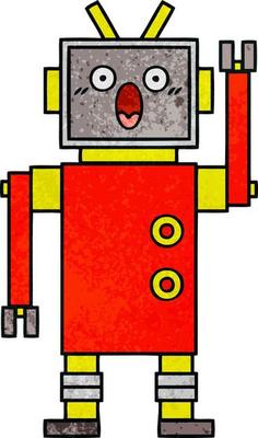 retro grunge texture cartoon robot