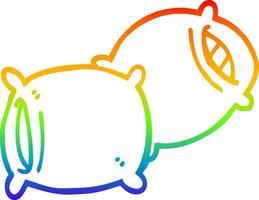 rainbow gradient line drawing cartoon pillow vector