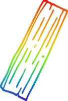 rainbow gradient line drawing cartoon plank of wood vector