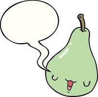 cartoon pear and speech bubble vector