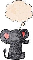 caricatura, elefante, y, pensamiento, burbuja, en, grunge, textura, patrón, estilo vector