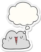 cute cartoon cloud and thought bubble as a printed sticker vector