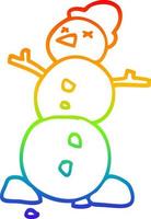 rainbow gradient line drawing cartoon snowman vector