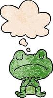 cartoon frog and thought bubble in grunge texture pattern style vector