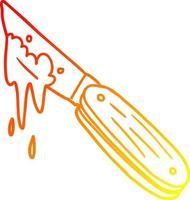 warm gradient line drawing cartoon bloody knife vector