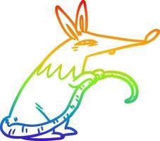 dibujo de línea de gradiente de arco iris rata astuta vector