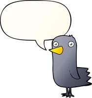 cartoon bird and speech bubble in smooth gradient style vector