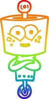 rainbow gradient line drawing happy cartoon robot vector