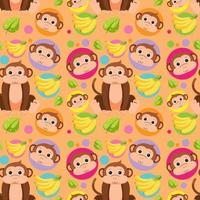 Cute monkey seamless pattern vector