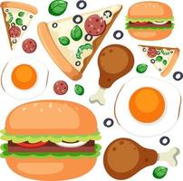 Cartoon food and dessert seamless pattern vector