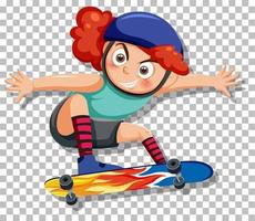 personaje de dibujos animados de niña en patineta vector