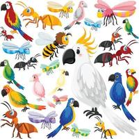 Set of various wild animals in cartoon style vector