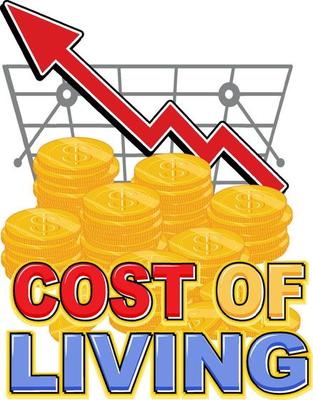 Cost of living isolated word text