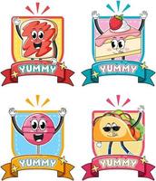 Set of funny food cartoon characters vector