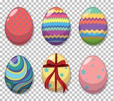 Set of colourful easter eggs on grid background vector