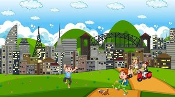 Children playing outdoor park vector