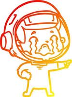 warm gradient line drawing cartoon crying astronaut vector