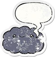 cartoon cloud and speech bubble distressed sticker vector