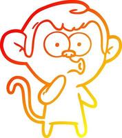 warm gradient line drawing cartoon hooting monkey vector