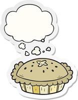 cartoon pie and thought bubble as a printed sticker vector