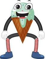 personaje de dibujos animados de cono de helado vector