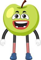 Green apple with facial expression vector